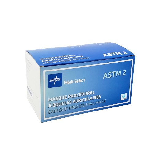 Image MASQUE PROCÉDURE AURICULAIRE MEDLINE-MÉDI-SÉLECT BLEU N2
